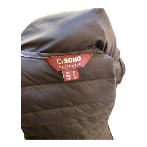 NWOT Women’s Ci Sono Navy Blue Puffer Jacket With Pink Tinted Gold Zippers - Picture 4 of 4